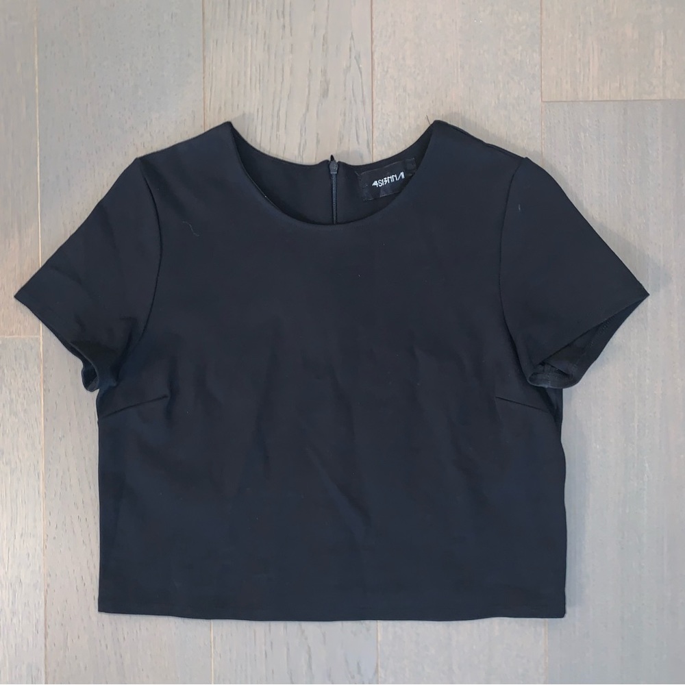 For Sienna Black Short Sleeve Crop Top